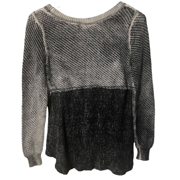 We the Free Patchwork Style Waffle Knit Sweater w/Asymmetrical Hem - Picture 4 of 4